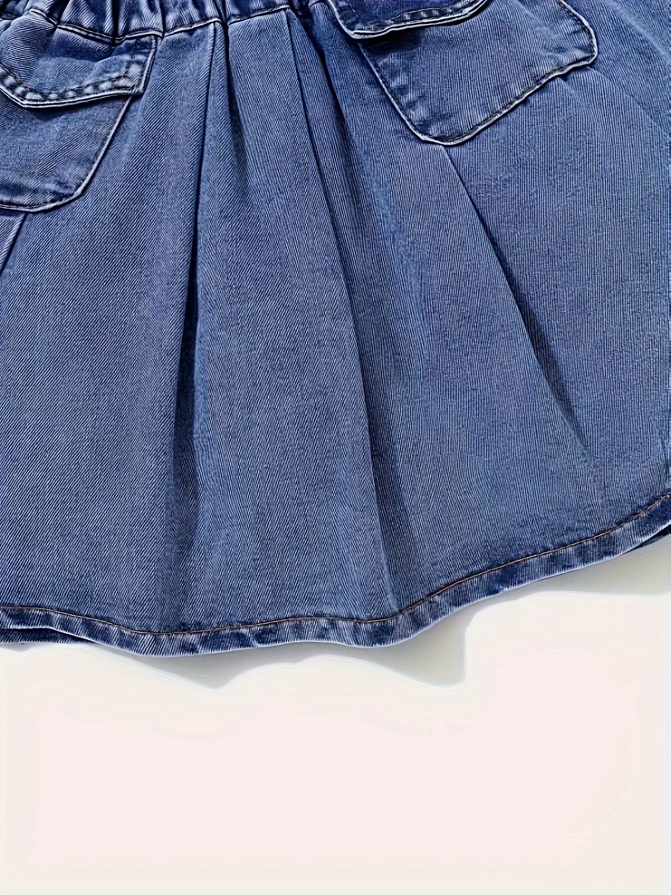 Girls Denim Set Medium-Large Size Solid Color Woven Peplum Spring Summer Fall