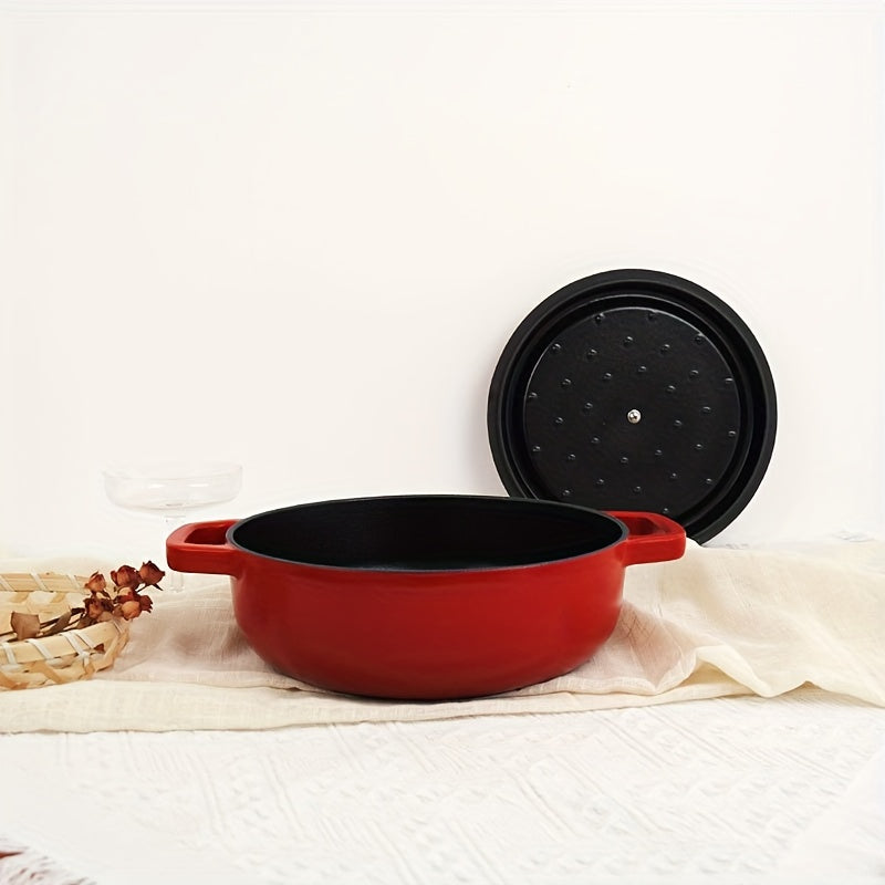 Enamel Coated Cast Iron Pot with Lid, Non-Stick, Oven and Induction Compatible, 60.8oz-115oz