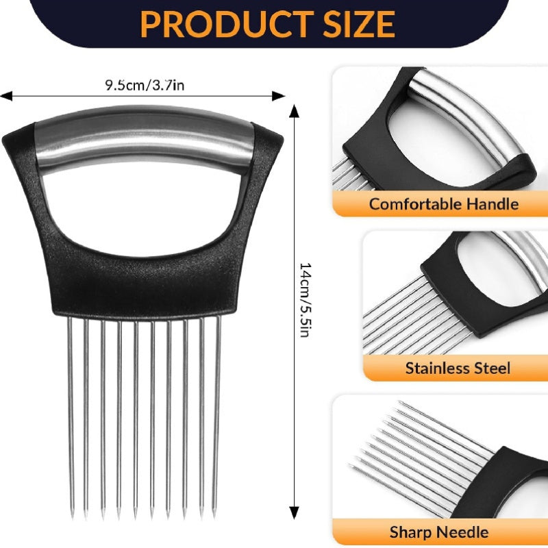 Naychali po'latdan yasalgan 4-dona piyoz ushlagich kesgich - Avokado, limon va sabzavotlarni kesish uchun oval shakldagi dizayn va qulay tutqichli uskunalar