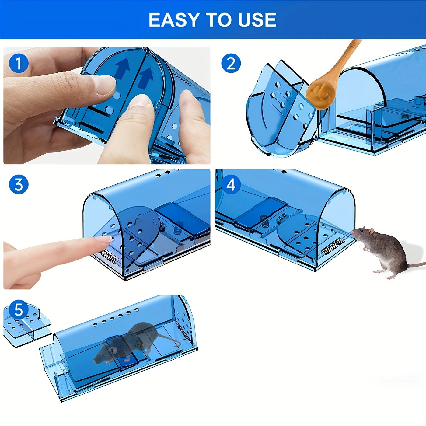 Humane Mouse Trap Reusable Safe for Families Pets Easy to Set Quick Effective