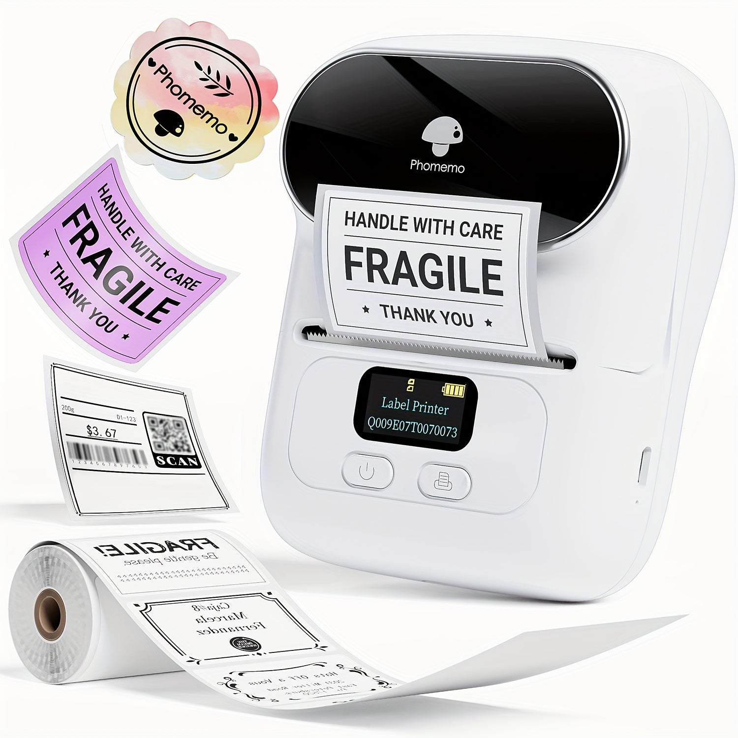 Thermal Label Printer Portable Wireless for Product Address Small Business DIY