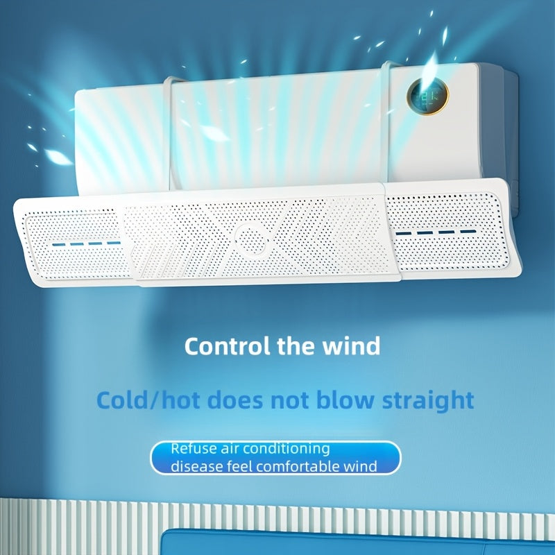 Adjustable Airflow Deflector with Honeycomb Ventilation, Stretchable AC Outlet Wind Blocker, 3-in-1 Fan Accessory