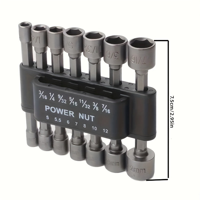 Universal Hex Socket Wrench Set 9 or 14 Pieces with Drill Tool and Accessories