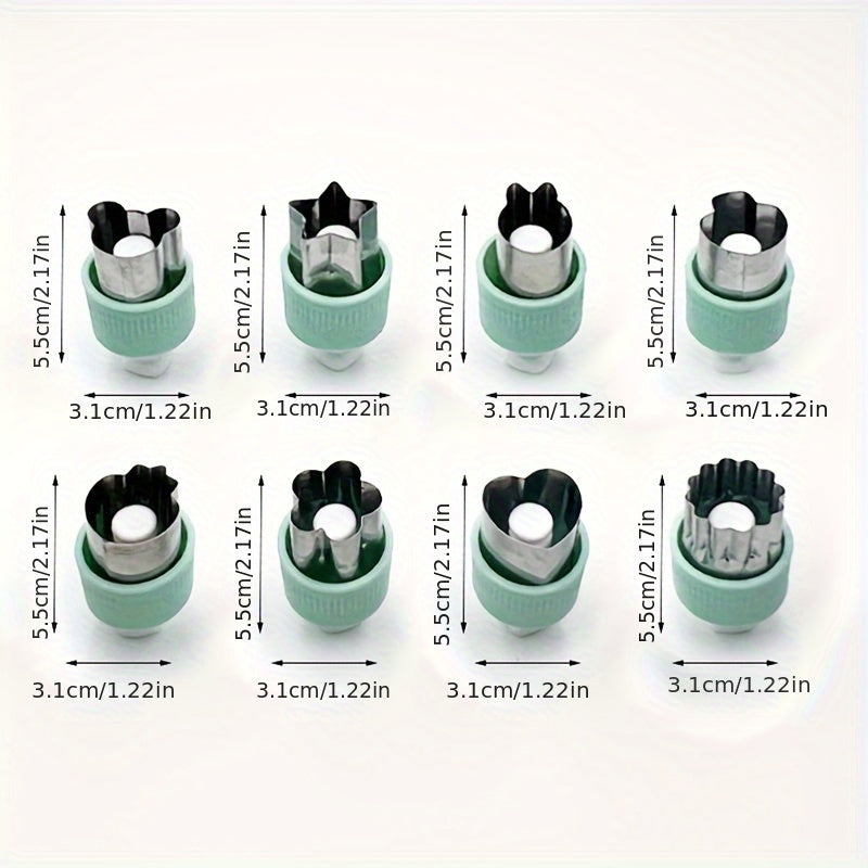 Set of 8 Stainless Steel Cookie and Fruit Print Baking Tools with Changeable Plungers