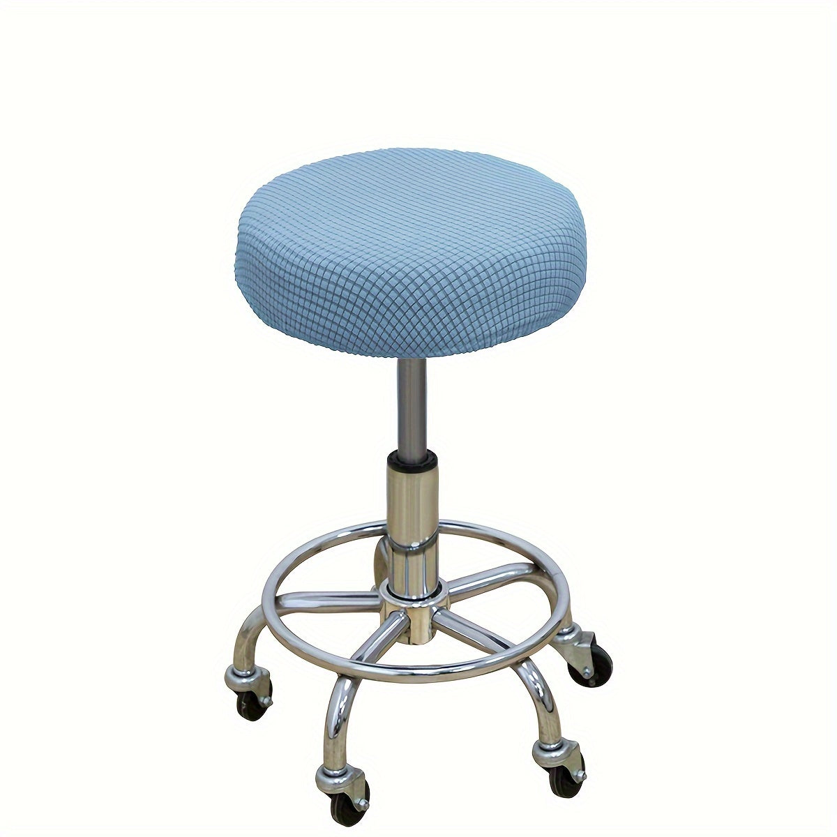 Adjustable Round Stool Slipcover with Diamond Pattern Plush Stretch Seat Protector