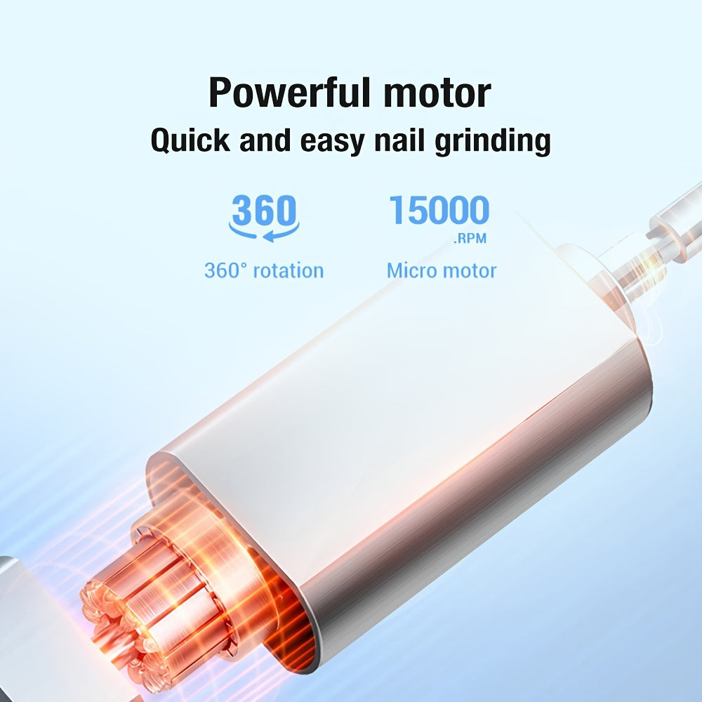 Cordless Nail Drill Kit LED Light USB Rechargeable 3 Speeds Quiet Operation for Acrylic Gel Nails