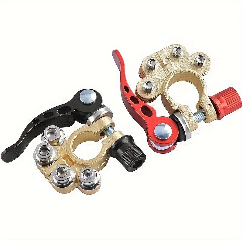 2 Pcs Heavy Duty Brass Battery Terminal Connectors 4-Way Quick Disconnect
