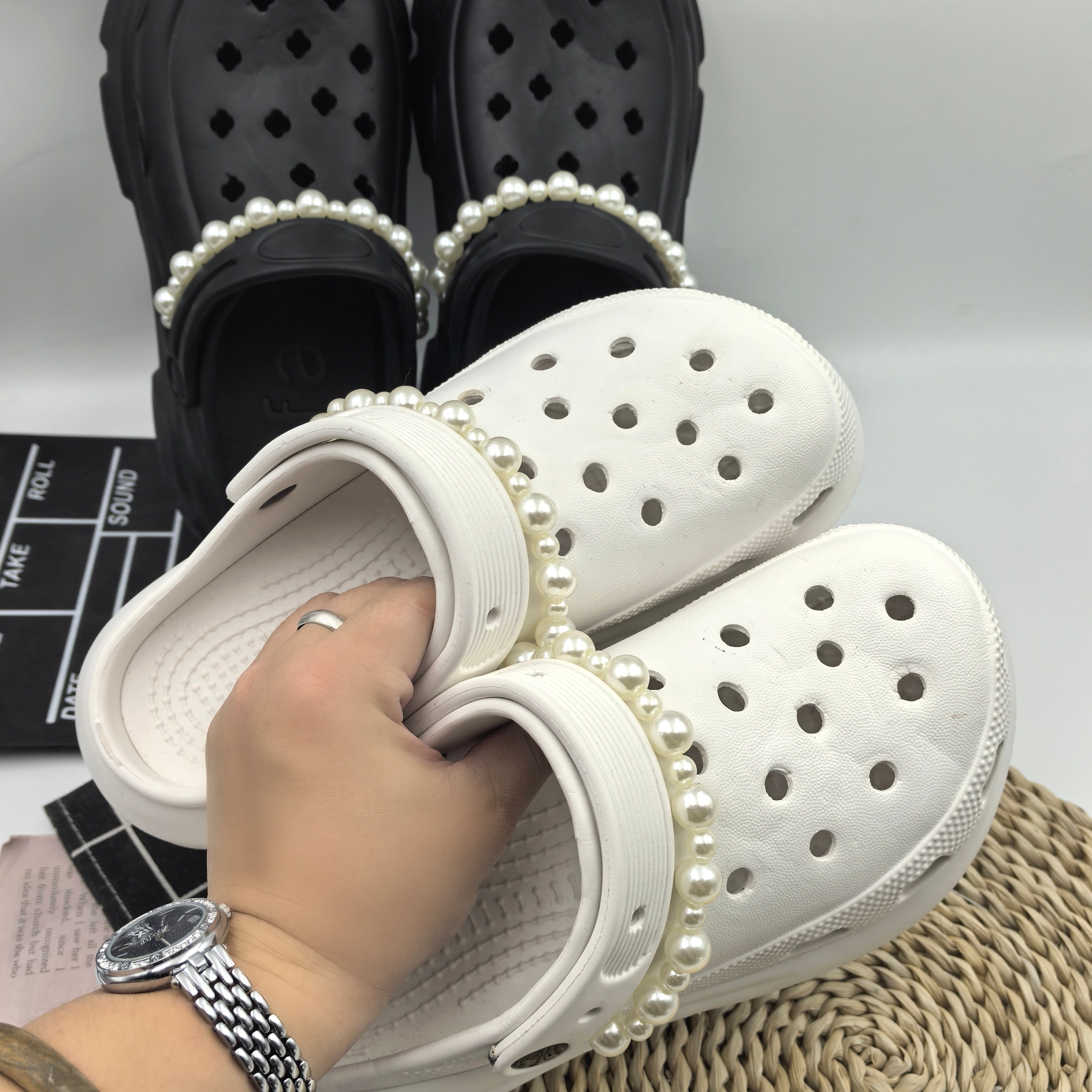 Women Pearl Chain Shoe Accessories Lightweight Stylish Dress Up Footwear