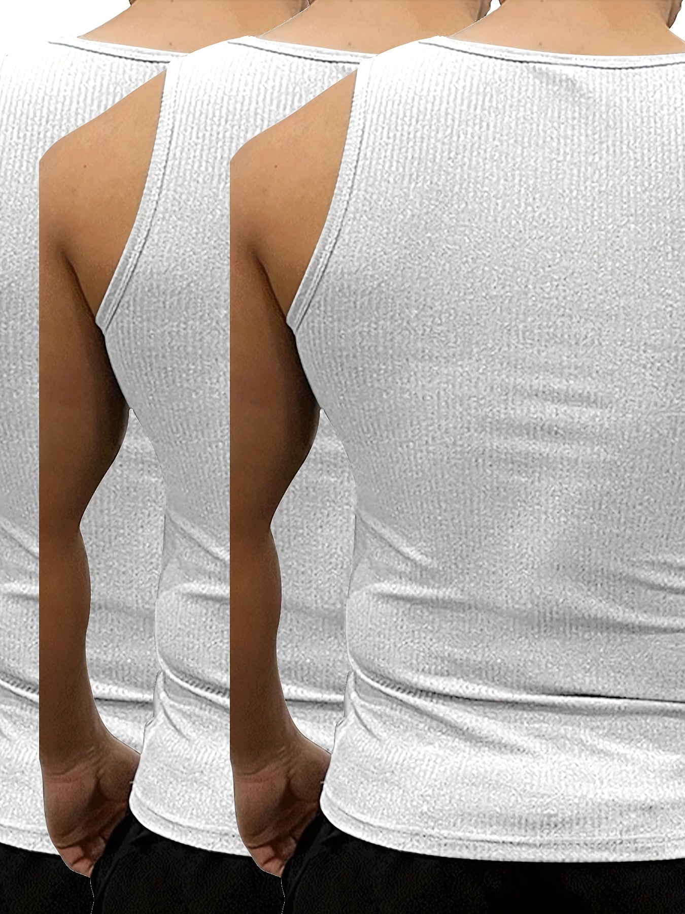 Erkaklar uchun 3 ta to'plam Katta o'lchamli Bir rangli Paxta Tank Toplar, Yengsiz Jiletlar, Sport Undershirtlar