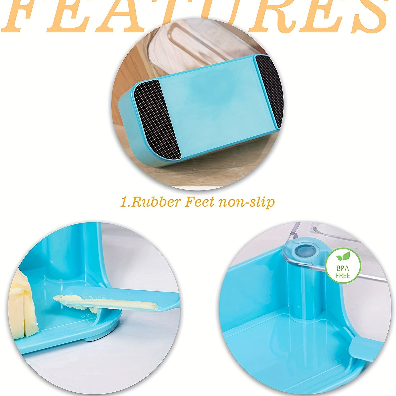 Plastic Butter Dish with Cover and Knife, Kitchen Storage Container