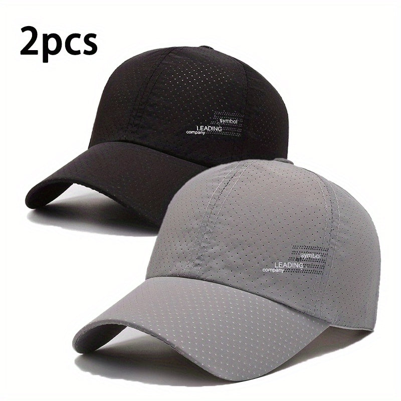 Unisex 2-Pack Quick-Dry Polyester Baseball Caps Sporty Alphabet Print for Spring Summer