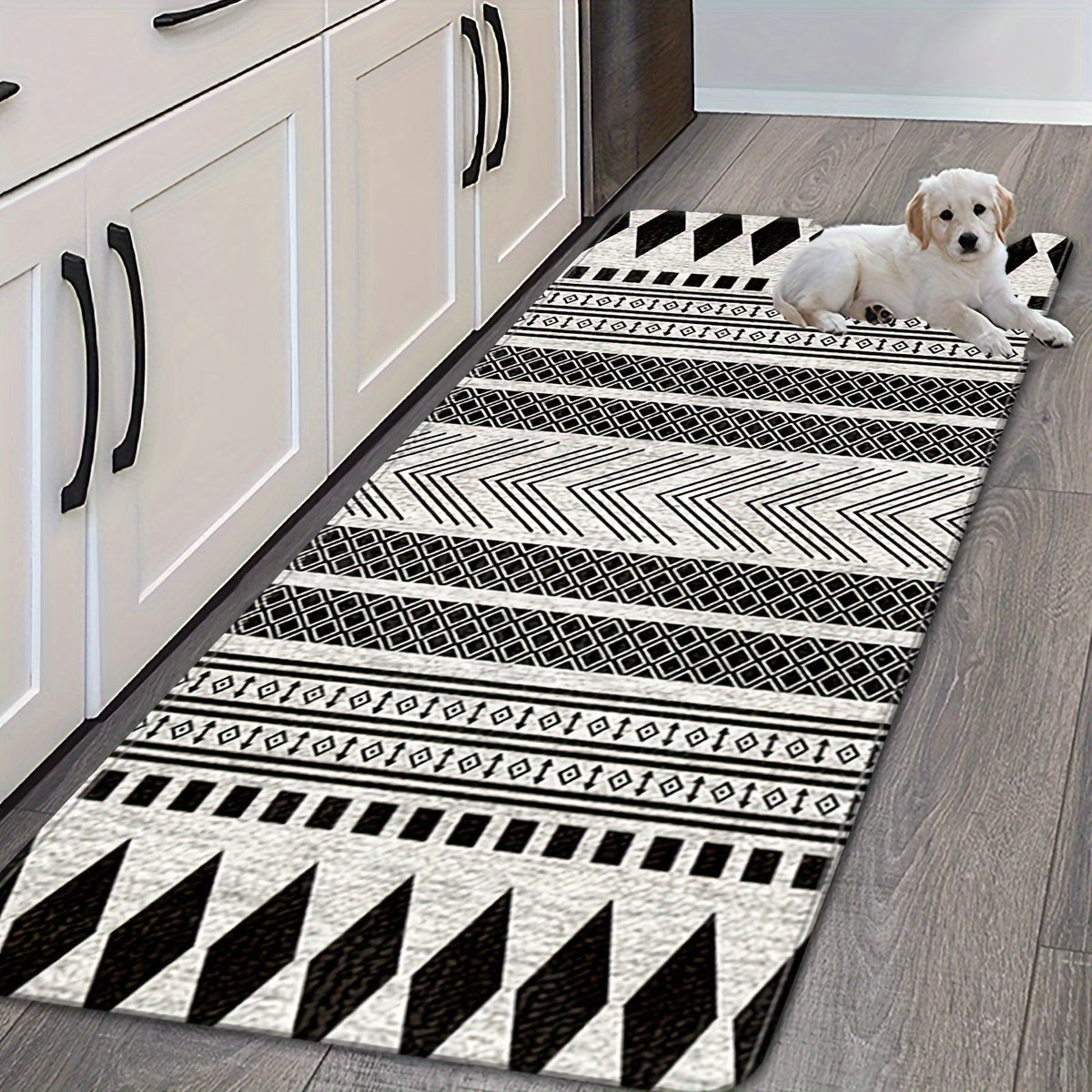 Non-Slip Moroccan Area Rug, Soft Braided Design, Machine Washable for Living Room and Kitchen