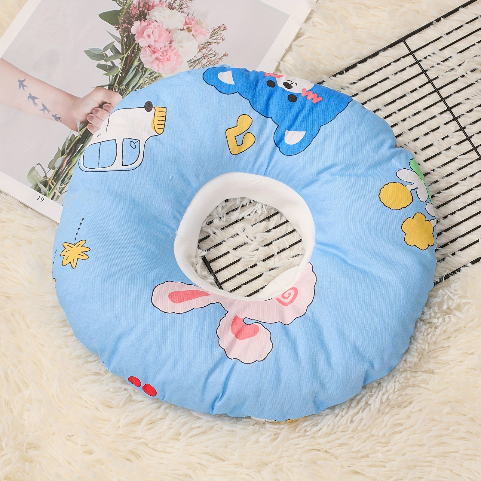 Soft Recovery Collar for Cats and Small Dogs Adjustable Elizabethan Neck Cone with Cartoon Design