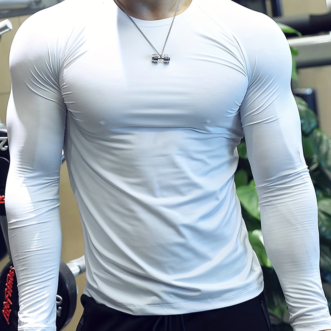 Мужская черная длинная рубашка с компрессионным эффектом, дышащая, быстро сохнущий полиэстер для спортзала, бега, на открытом воздухе