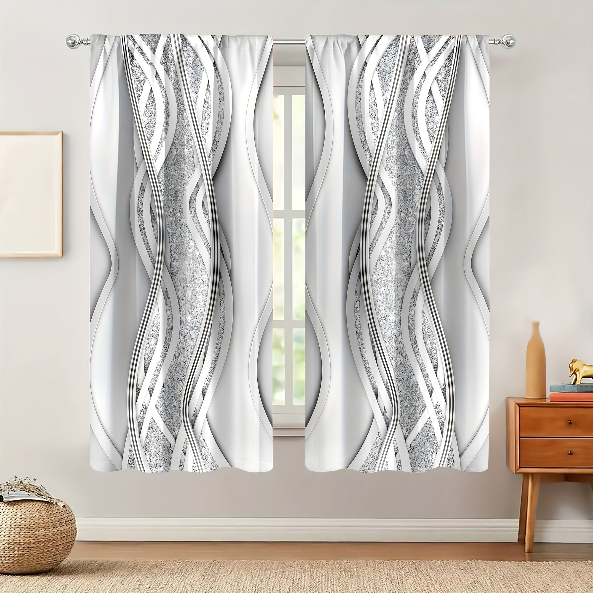 Two Rod Pocket Curtains for Bedroom and Living Room, Decorative Window Drapes