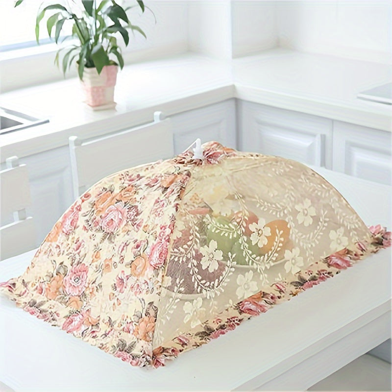 Foldable Floral Food Cover with Large Capacity, Rectangular and Round Mesh Dust Fly Protection
