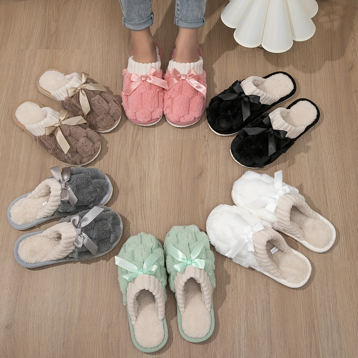 Women's Fuzzy Plush Indoor Slippers Warm Non-slip Cozy House Shoes