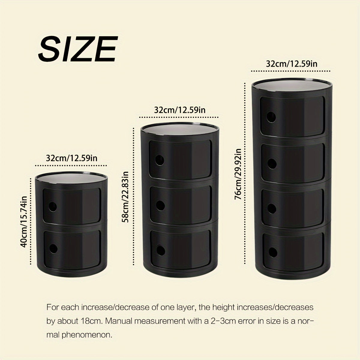 Bedside Table with Drawers 2/3/4 Drawer Options for Bedroom Living Room Office Storage