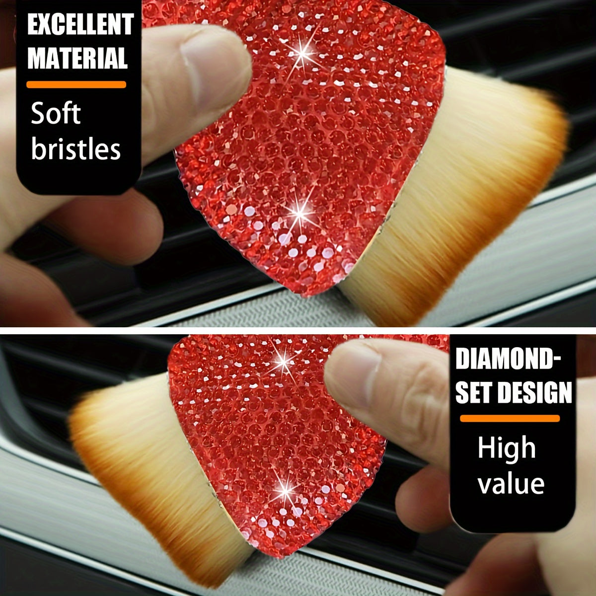 Car Interior Detailing Brush Plastic Dusting Tool Soft Bristle Compact