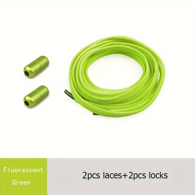 Elastic Shoelaces for Adults and Youths, Metal Caps, No Tying Needed