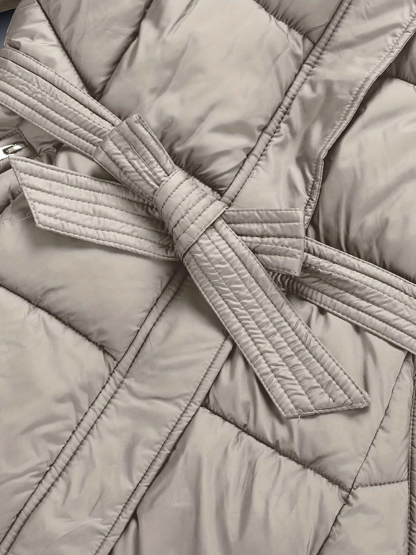 Women's Midi Winter Coat with Faux Fur Hood Belt Solid Polyester Outerwear