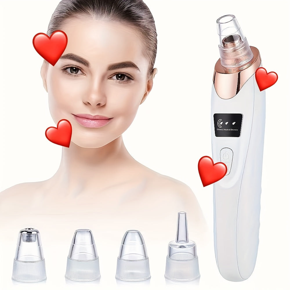 Электрическое устройство для глубокого очищения пор с 5 всасывающими насадками, аккумуляторное, USB, подходит для путешествий
