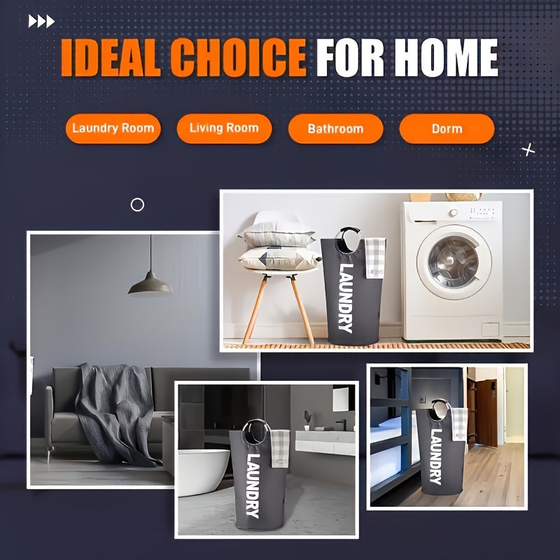 Qora suv o'tkazmaydigan kir yuvish savati 90L yig'iladigan mato qutisi, yostiqlangan tutqichlar bilan