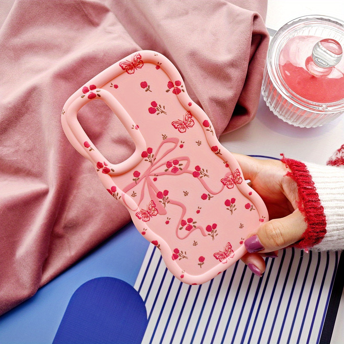 Pink Floral Butterfly Phone Case for Girls TPU Protective Cover for Xiaomi Redmi Poco Infinix Tecno