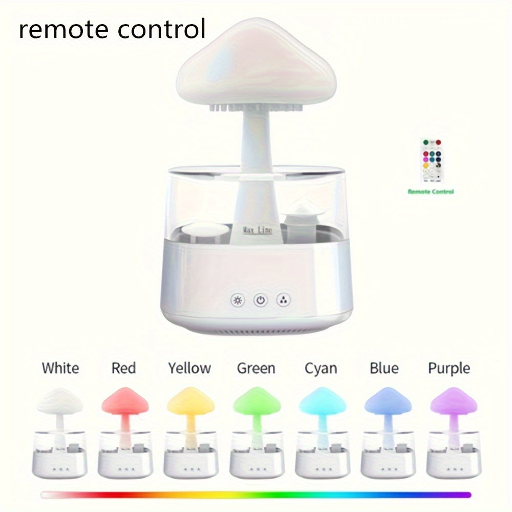 Colorful LED Night Light Humidifier with Rainfall Design, 450ml, USB-C