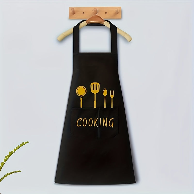 Cooking Apron With Pockets Adjustable Polyester Black or Green