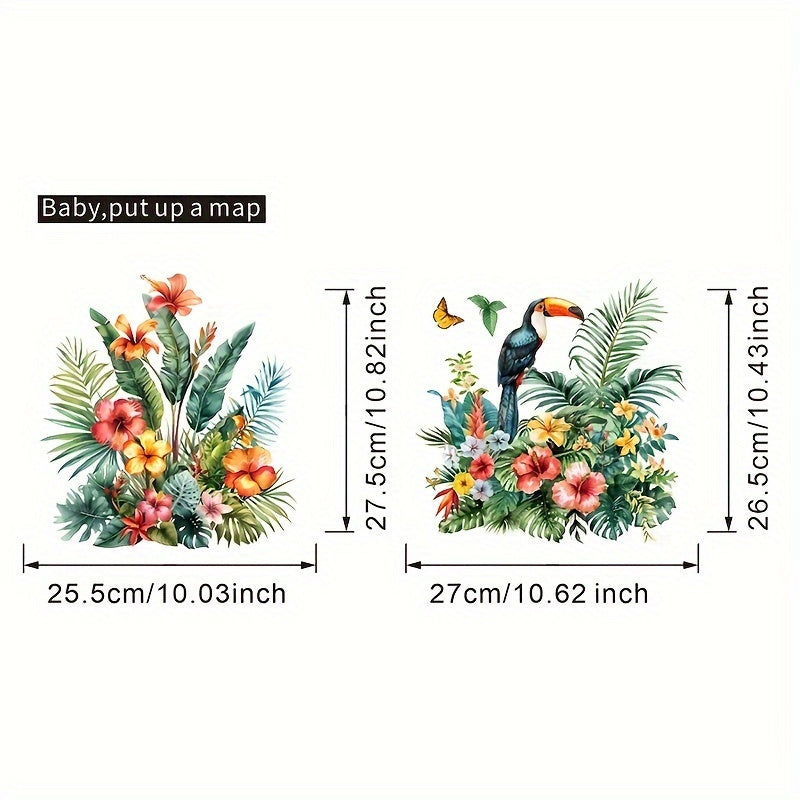 Nordic Floral Waterproof PVC Bathroom Decals Self-Adhesive for Toilets and Tanks