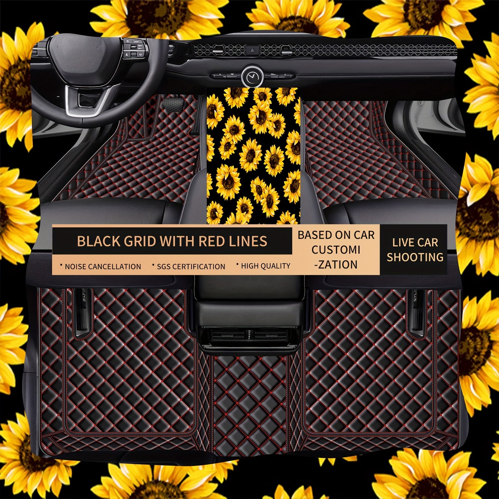 Alfombrillas de suelo de imitación cuero para coche SUV duraderas y fáciles de limpiar patrón a cuadros