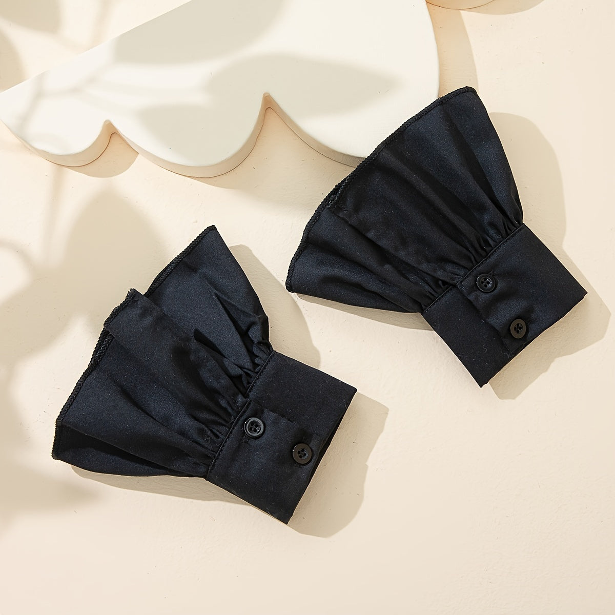 Women's White Sleeve Accessories with Ruffles and Trumpet-Shaped Design