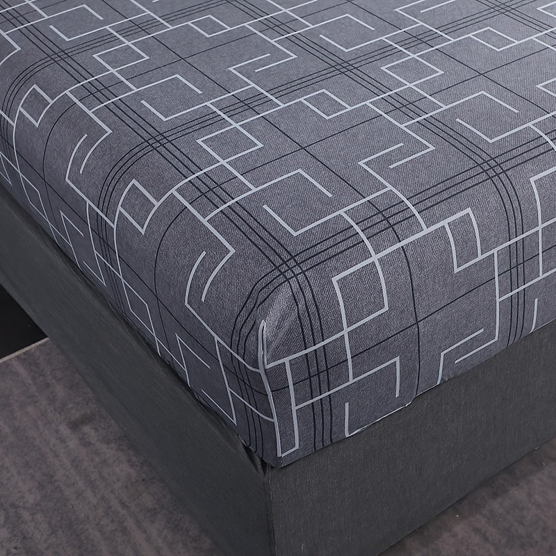 Geometric Print Fitted Sheet Deep Pocket Bed Bedding Mattress Protector for Bedroom or Guest Room