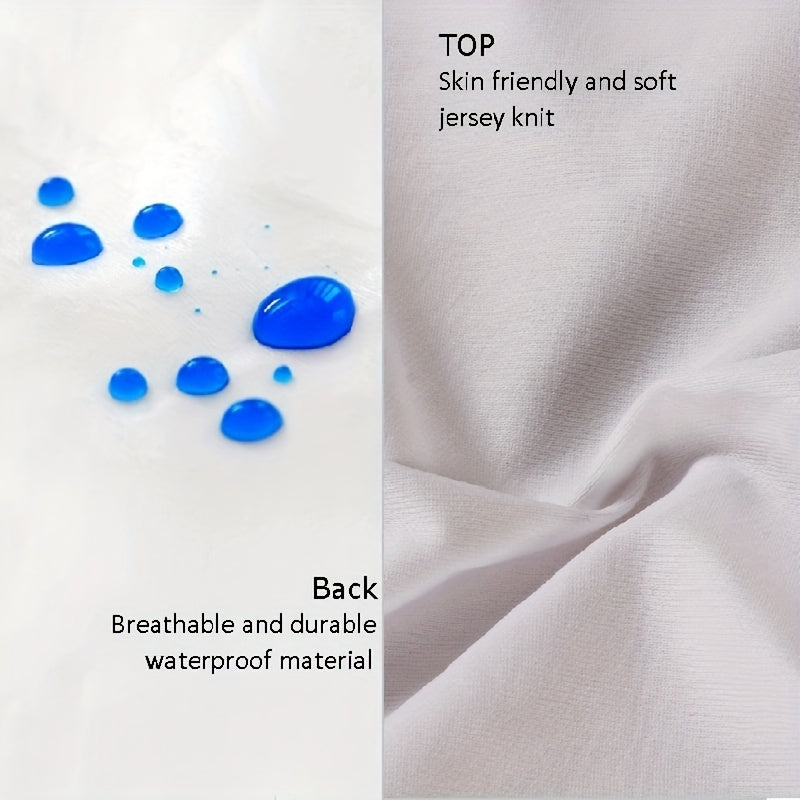 White Waterproof Mattress Protector Breathable Polyester Jersey Dust-Proof Machine Washable with Elastic Bands