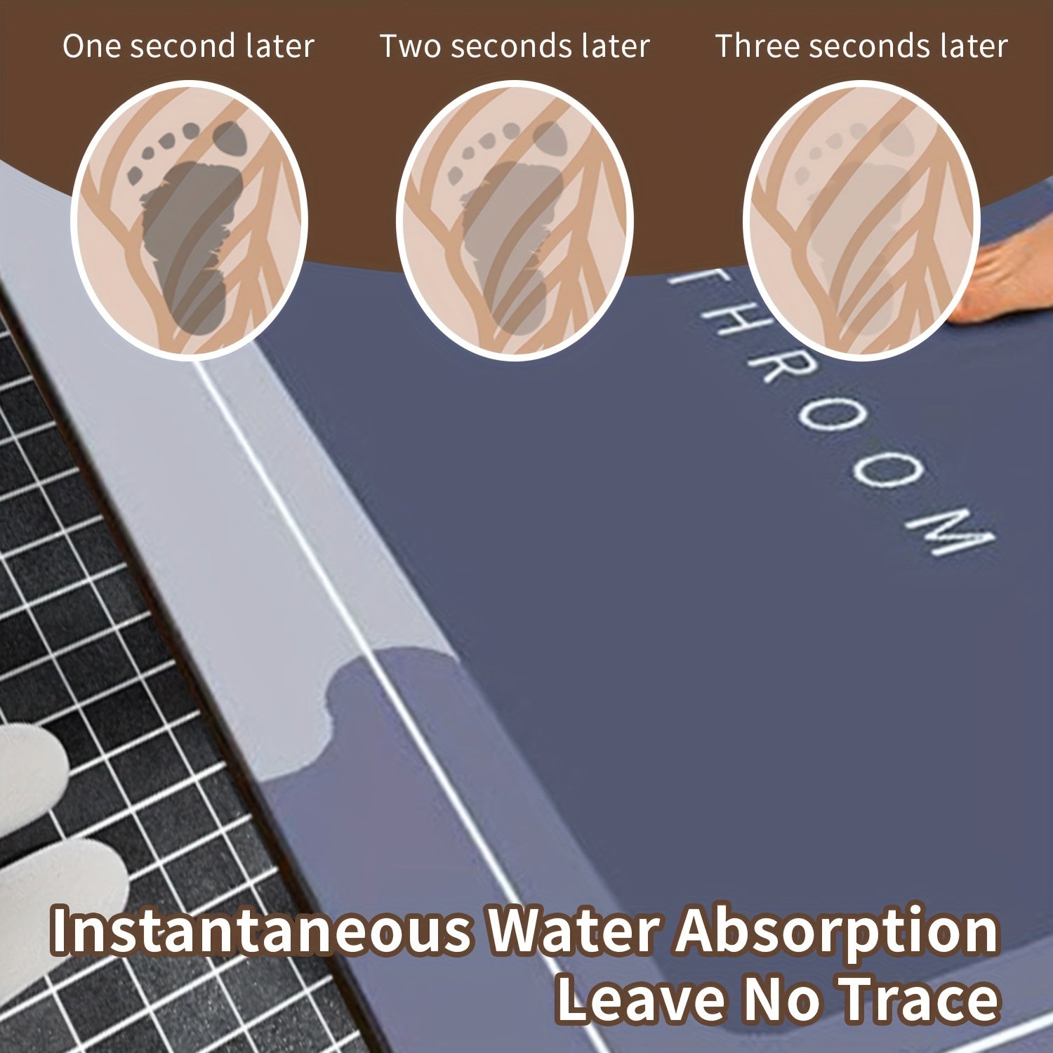 Diatom Mud Absorbent Bath Mat Non-Slip Quick Drying for Bathroom and Toilet