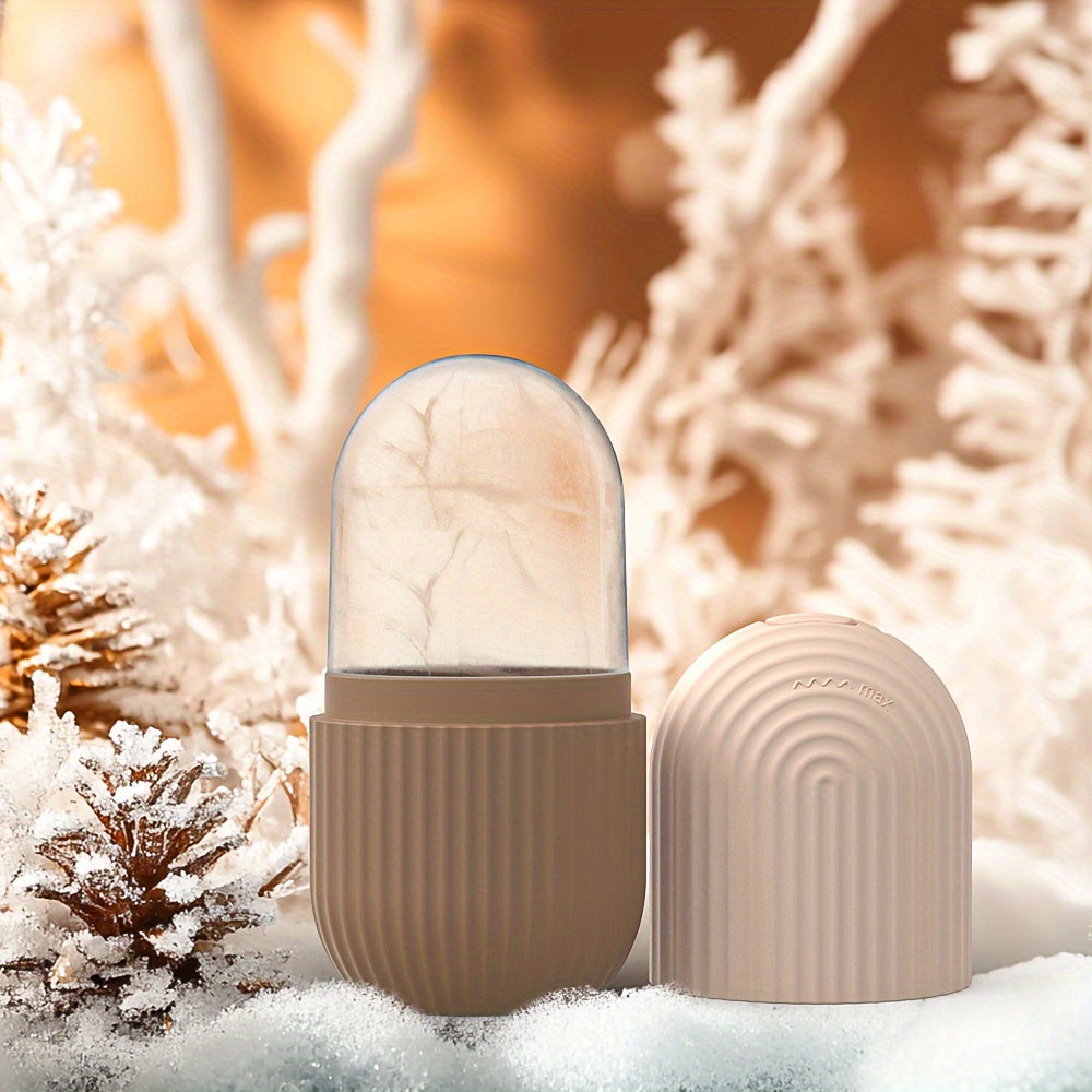 Unisex Silicone Ice Roller for Face Cooling Gel Core Puffiness Reduction Beige