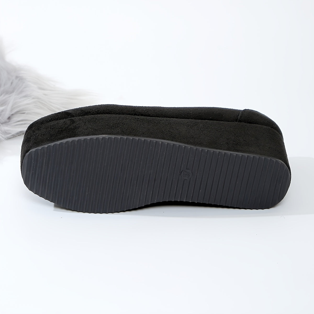 Women's Slip-On Platform Sneakers Soft Fabric Upper Black Casual Footwear