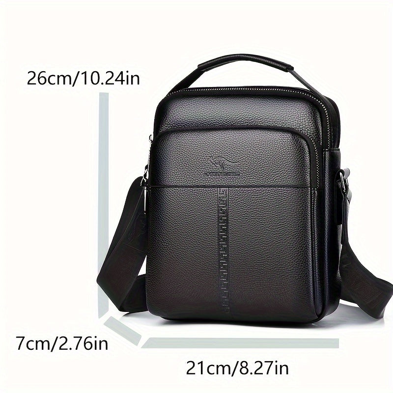 Men's Faux Leather Shoulder Bag Casual Small Business Crossbody Black