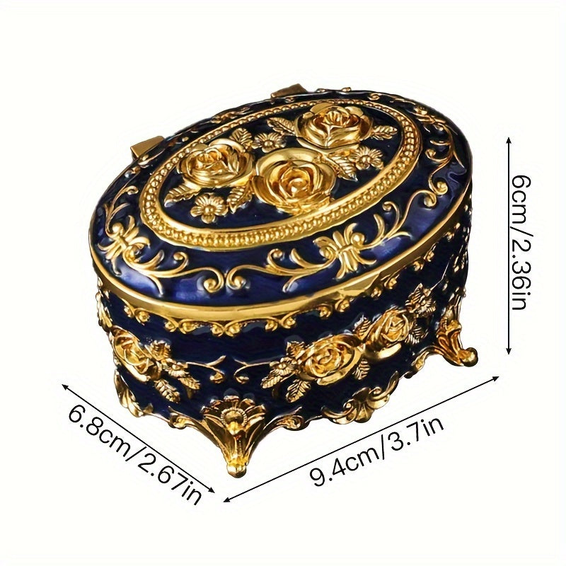 Emajl zargarlik buyumlari qutisi uchun quloqchinlar, uzuklar va taqinchoqlar Retro metall tashkilotchisi ayollar uchun sovgʻa