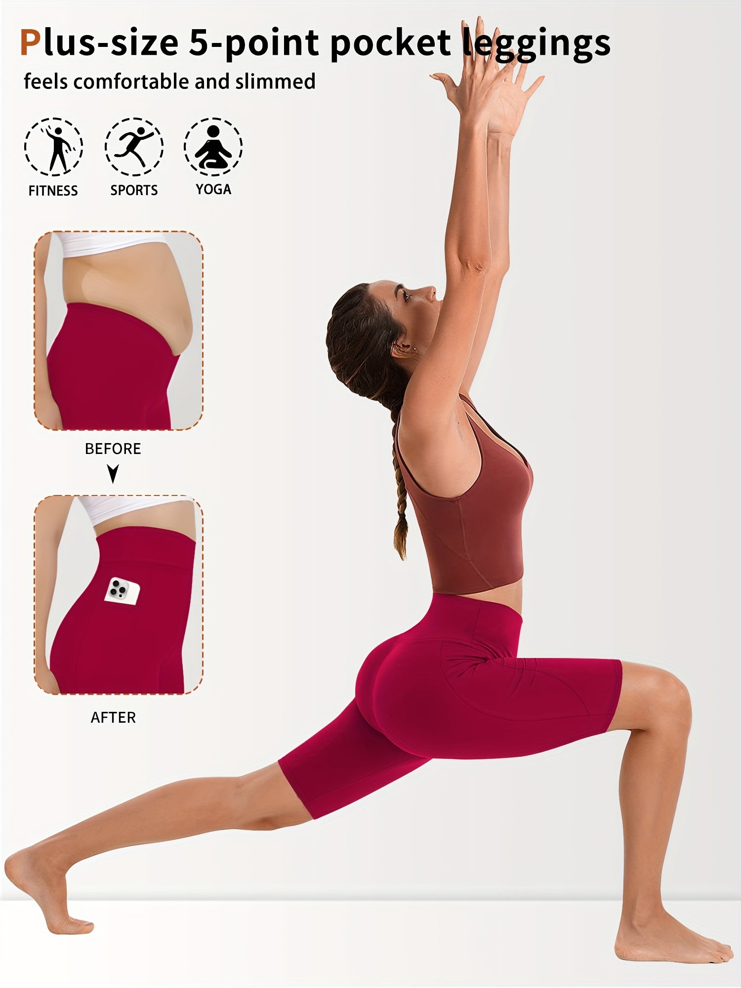 Plus Size Women Biker Shorts Tummy Control High Waisted Yoga Running