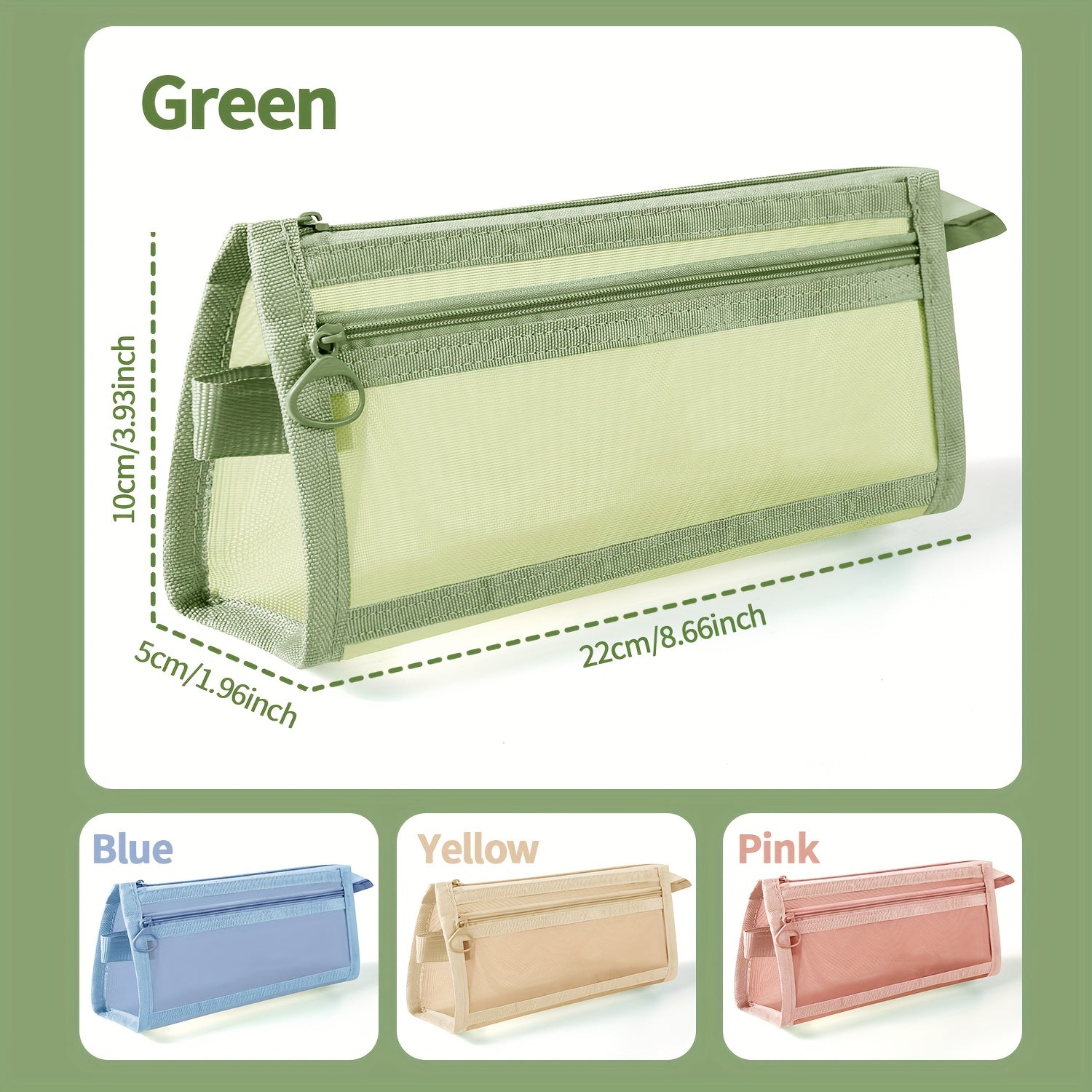 Large Capacity Mesh Pencil Case with Multifunctional Zipper for School Supplies and Cosmetics