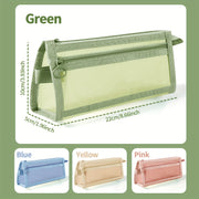 Large Capacity Mesh Pencil Case with Multifunctional Zipper for School Supplies and Cosmetics