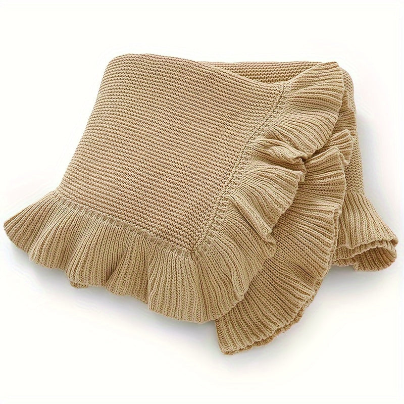 Infant Stroller Blanket Quilt with Lotus Leaf Edge for Toddlers