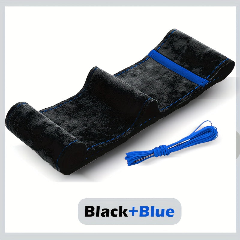 Cubierta de volante de cuero PU universal con reverso de peluche antideslizante y absorbente de sudor