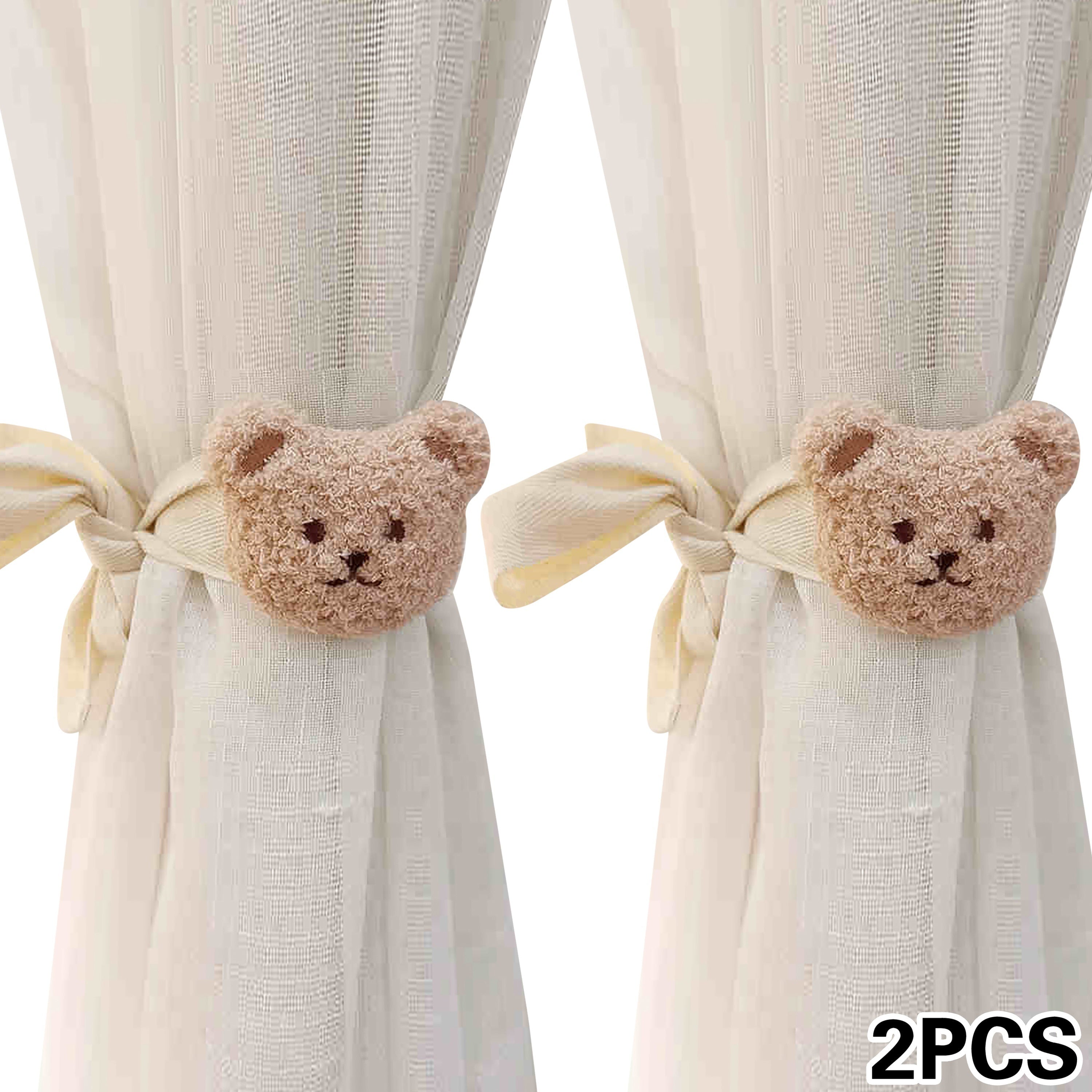 Two-Pack Modern 3D Cartoon Animal Curtain Tiebacks Polyester Adjustable No-Drill Home Decor