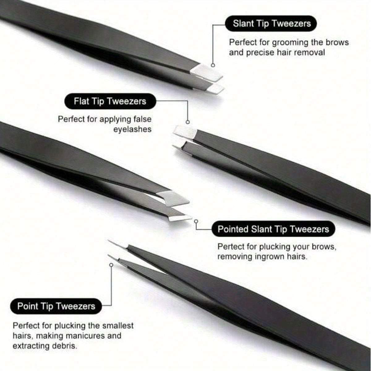 Многофункциональный набор пинцетов для бровей из нержавеющей стали для точного удаления волос