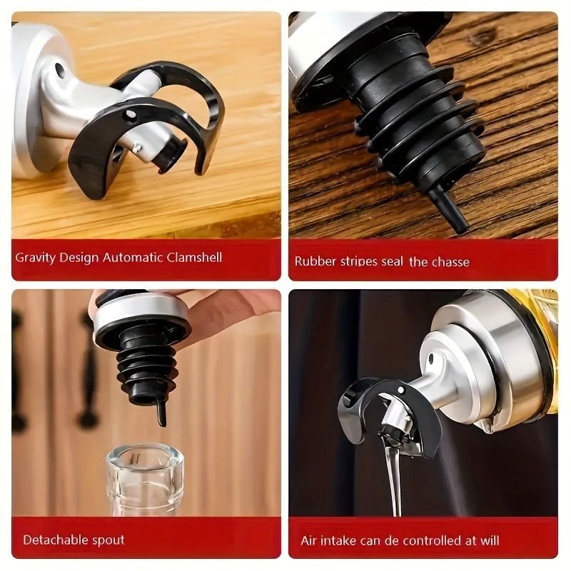 Reusable Vinegar Bottle Stopper with Automatic Opening and Spill-Proof Design for Kitchen and Restaurant Use