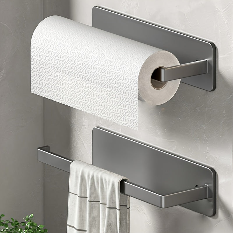 Wrought Iron Wall-Mounted Bathroom Storage Rack with Towel Bars