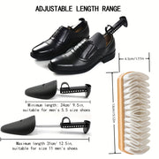 Men's Dress Shoe Stretchers with Suede Rubber Brush, Adjustable, Includes Laces and Cleaning Tools